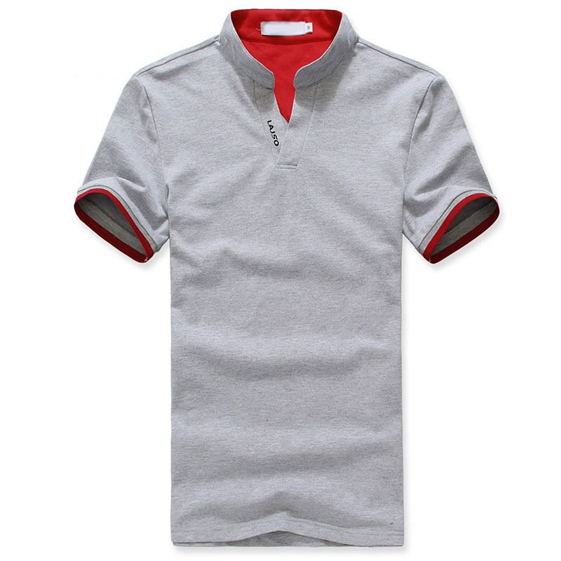 花灰色小立領(lǐng)T恤衫