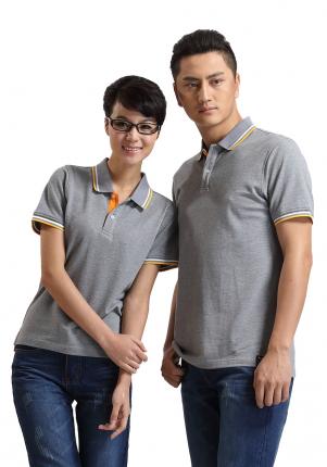 花灰色珠地純棉，男女款式，領(lǐng)袖撞色時(shí)尚款 1